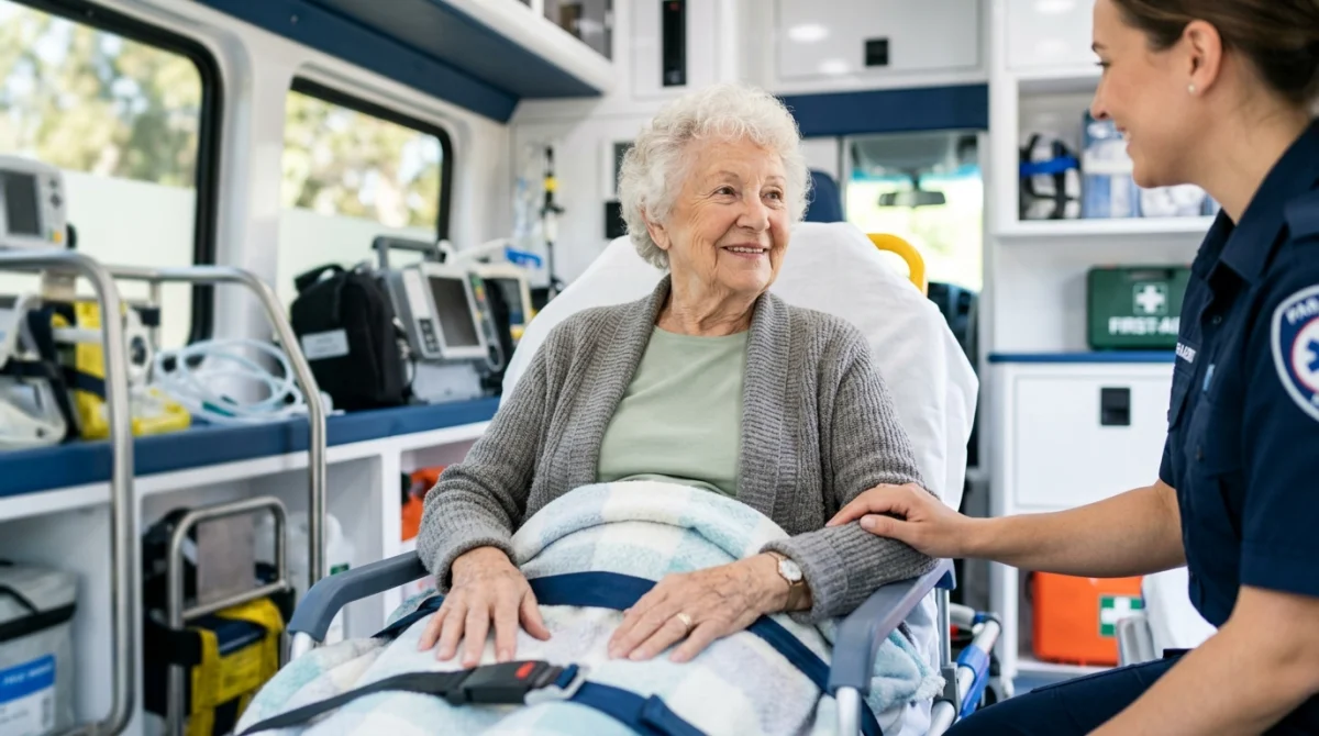 Ambulance avec brancard pour une personne âgée, ce qu'il faut vérifier avant de réserver